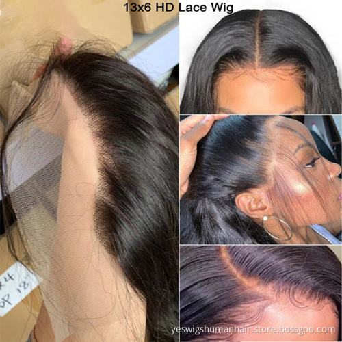 Wholesale Cheap Hd Full Straight 13x6 Lace Frontal Closure 100% Human Hair Wig Raw Brazilian Virgin Human Hair for black women